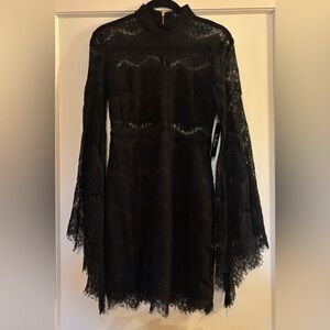 Black Lace Boho Mini Dress